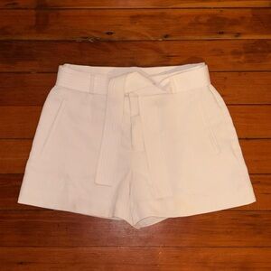 High-Waist White Belted Women’s Shorts